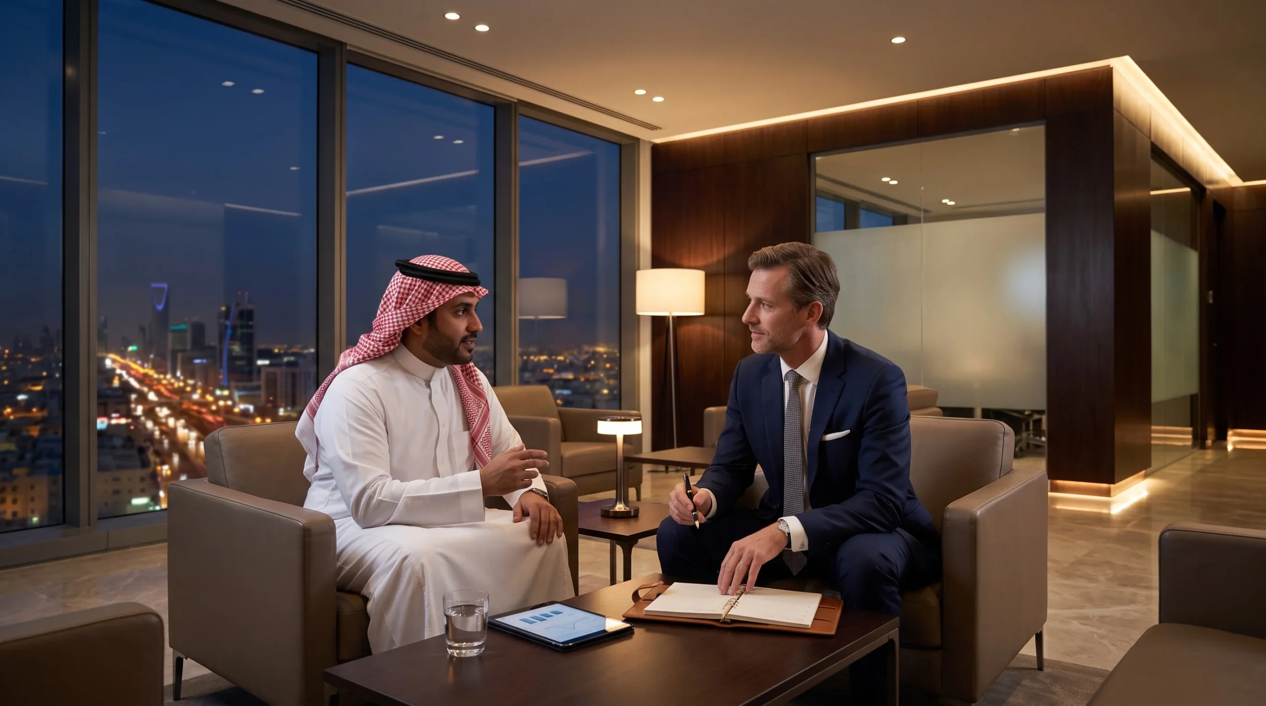IBRU Holding boardroom overlooking the Riyadh skyline